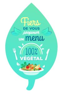 étiquette fiers de vous proposer un menu 100% végétal